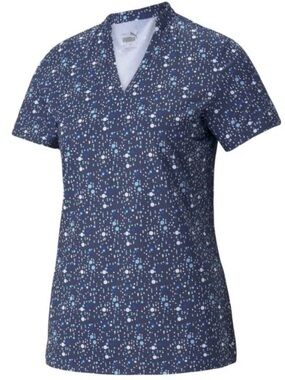 3/$20✨Puma Navy Blue Short Sleeve V-Neck Dot Print Tee